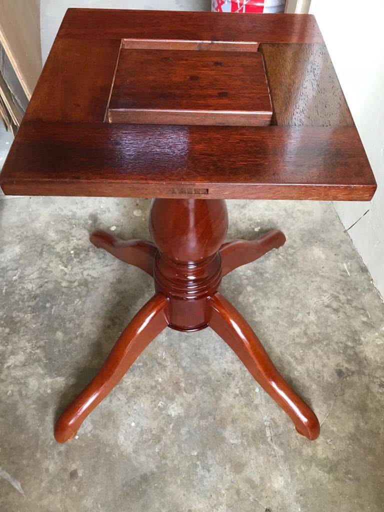 Antique pedestal table, refinished top